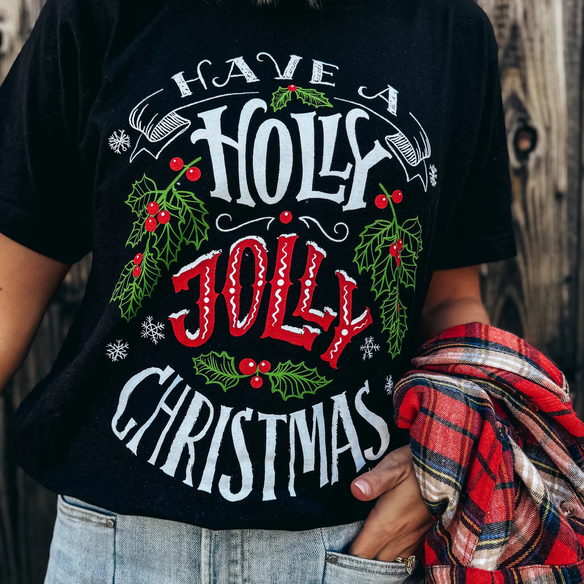 Holly Jolly Christmas Black Tee