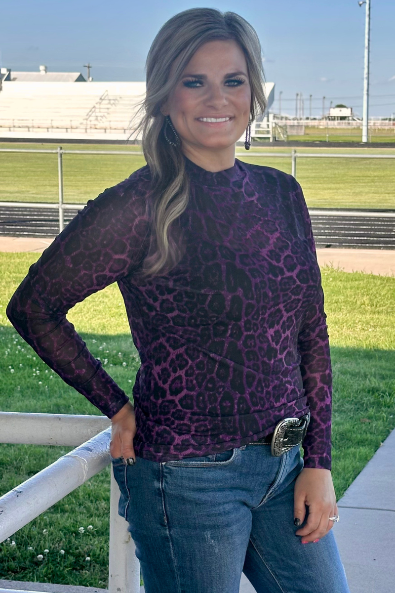 Sideline Spirit Purple Mesh Top