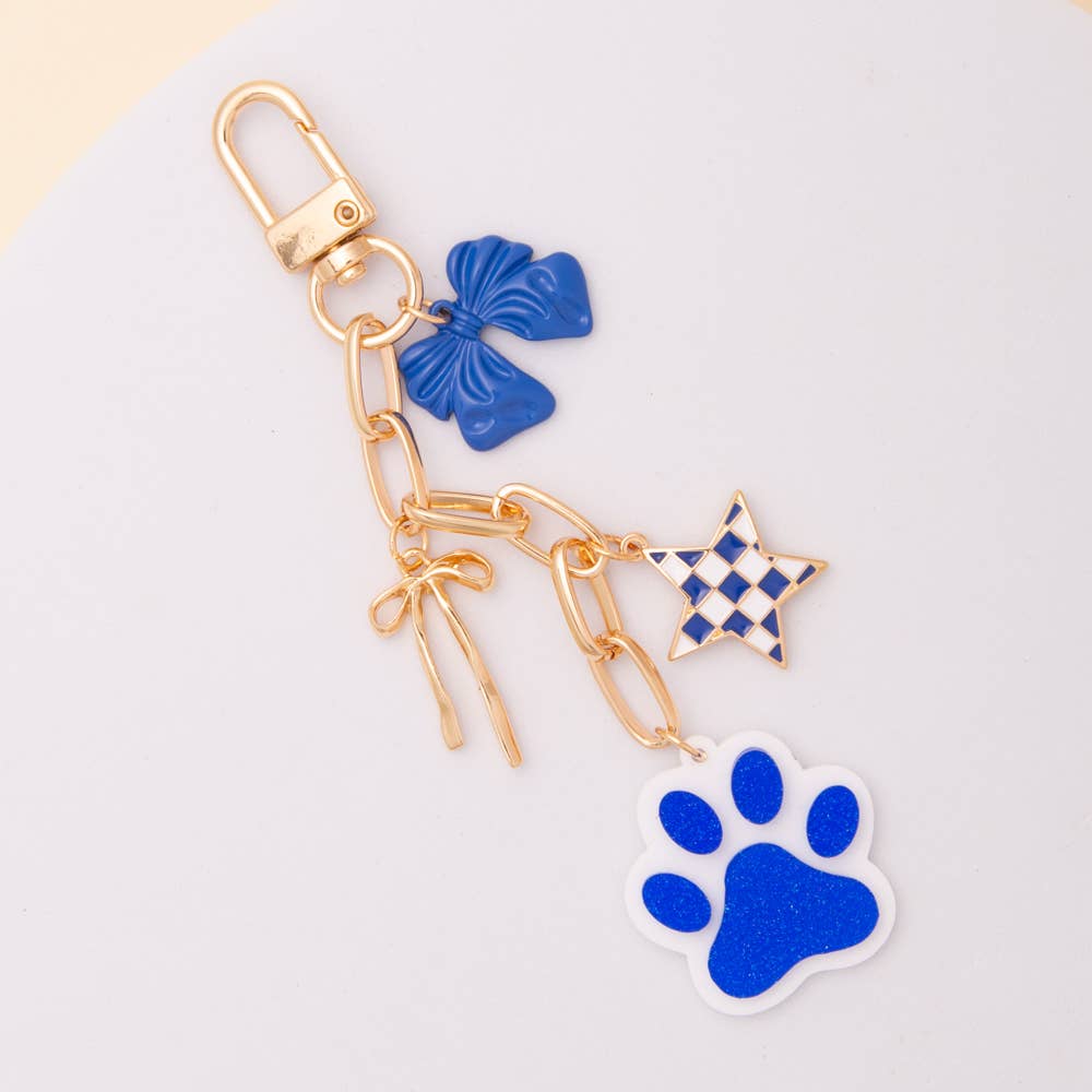 Bag Charm Keychain with Glitter Paw Print