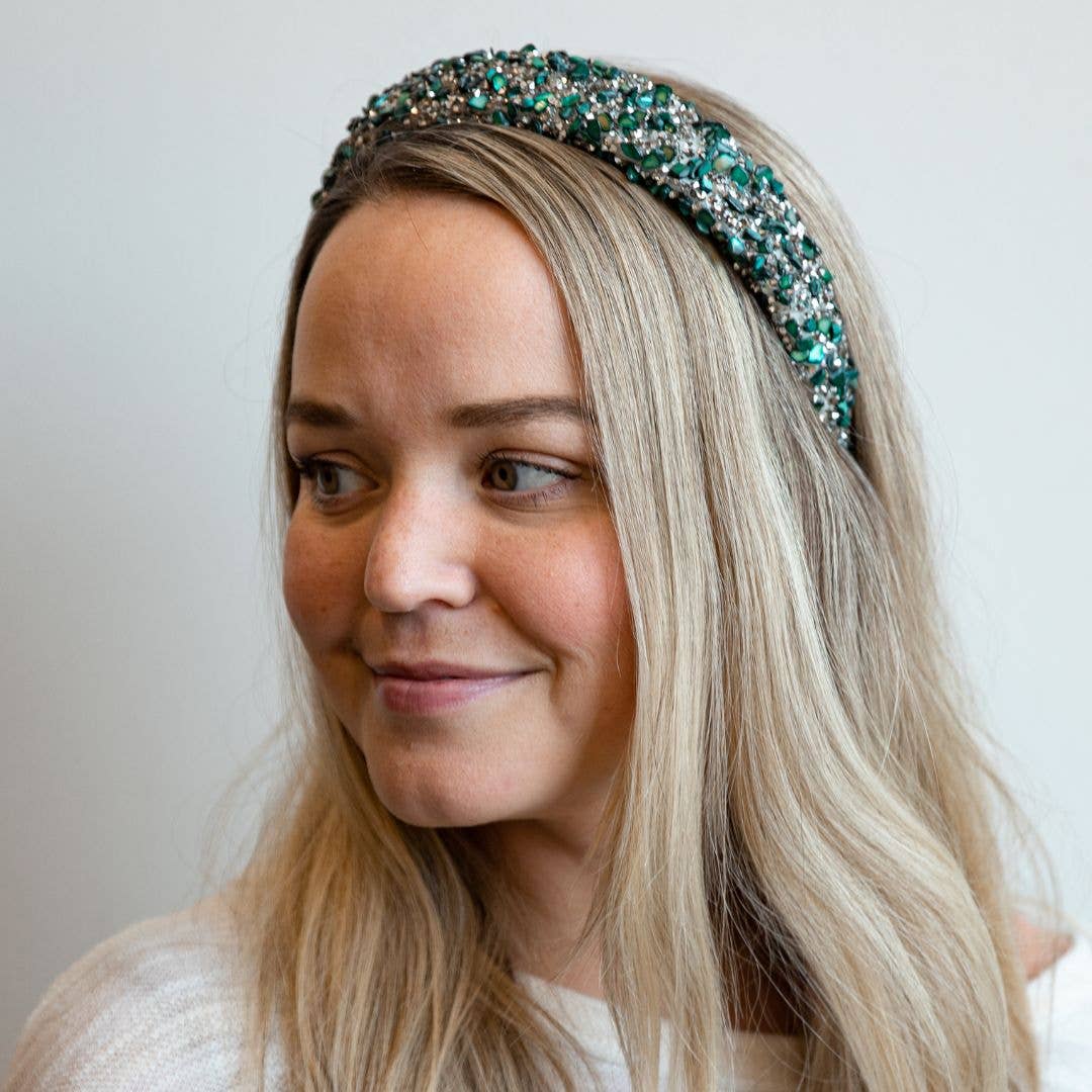 All That Glitters Headband - Forest Green + Silver