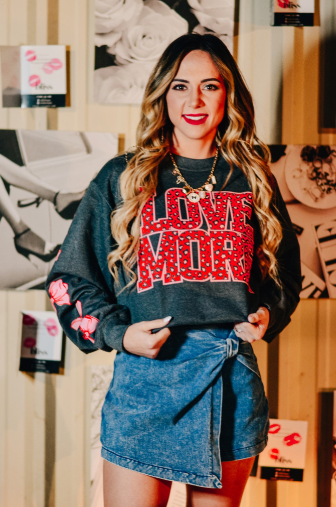 Love You More Leopard & Bows Sweatshirt