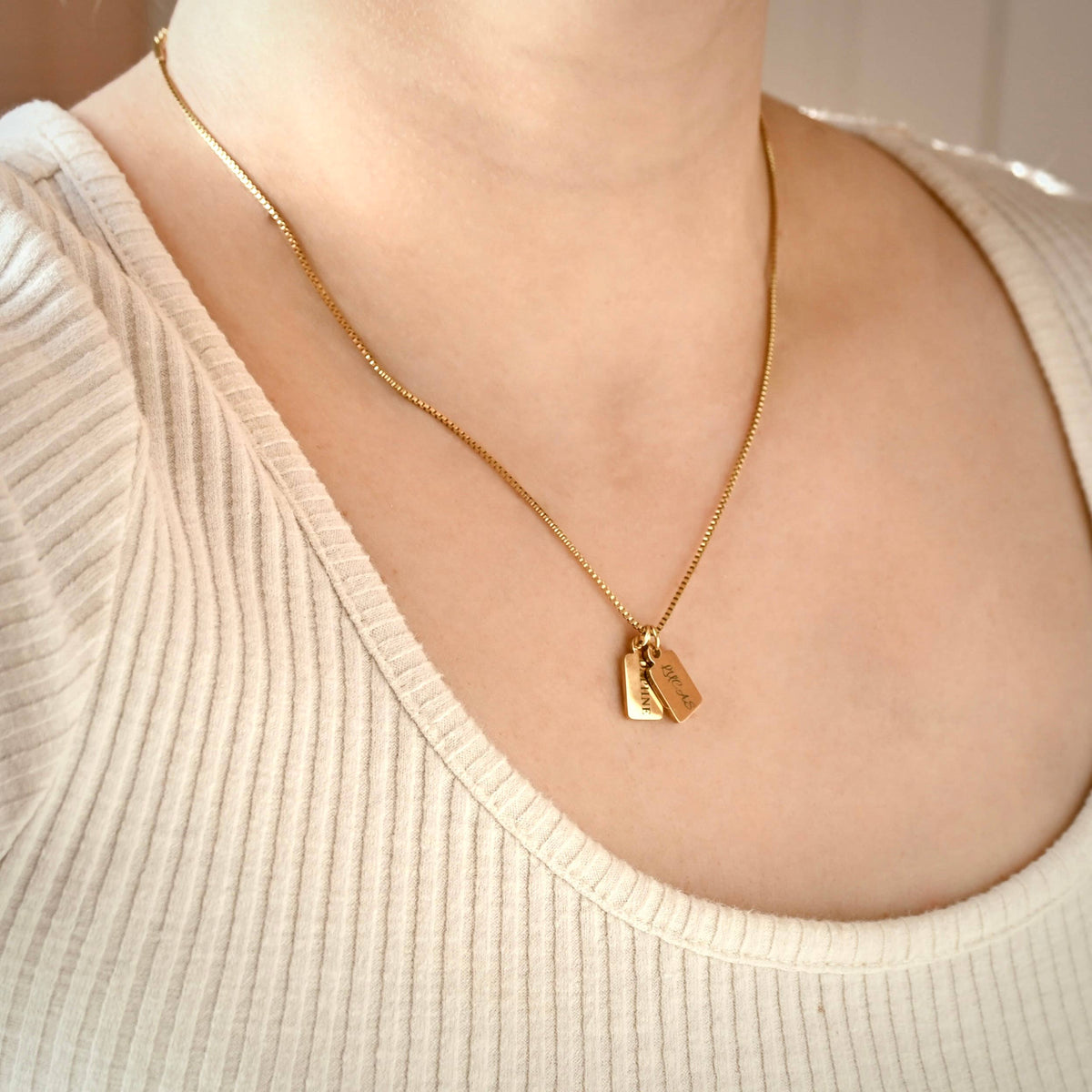 Custom Tag Charm Necklace - Multiple Bar Family Necklace