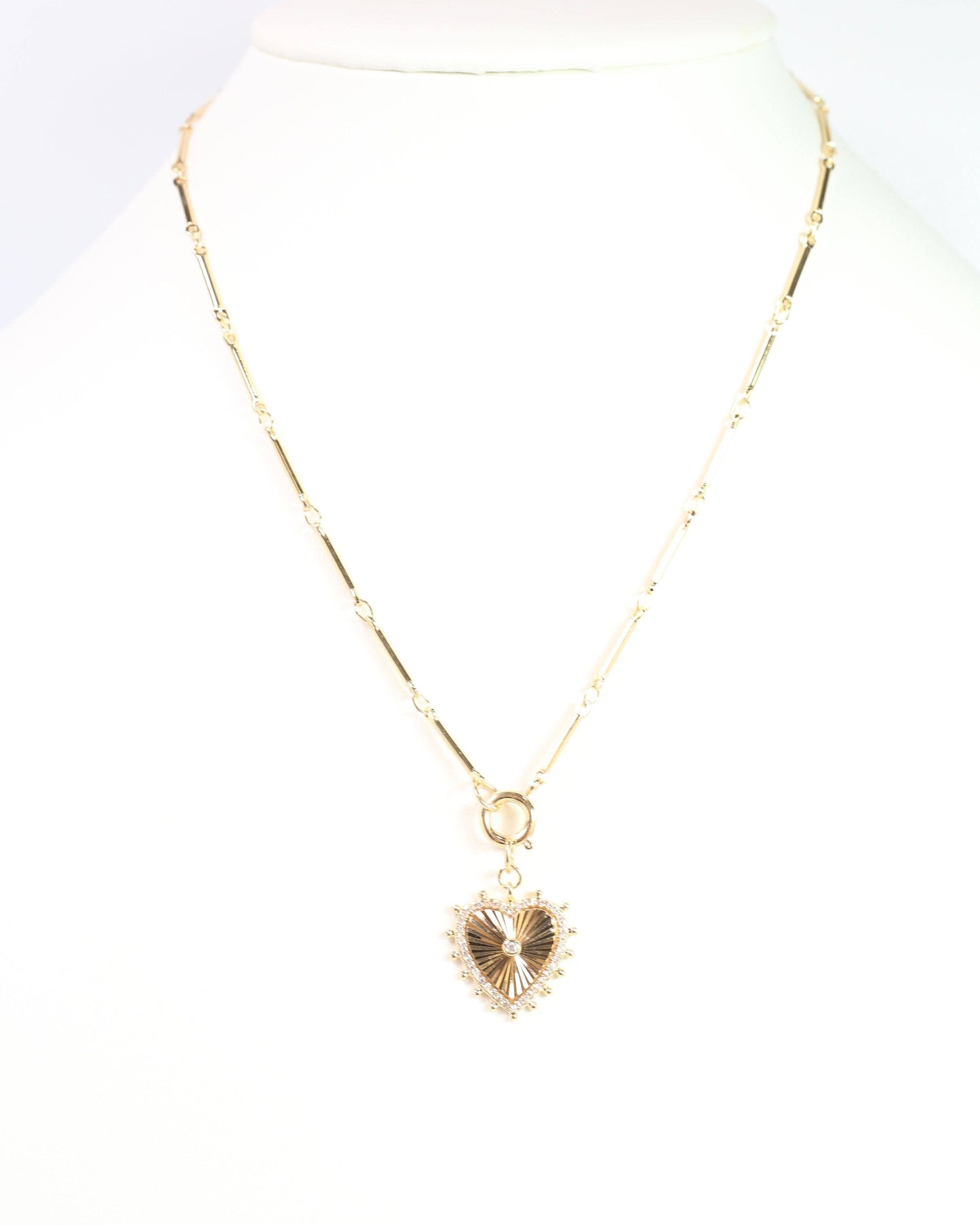 Dana Point Heart Charm Necklace Gold