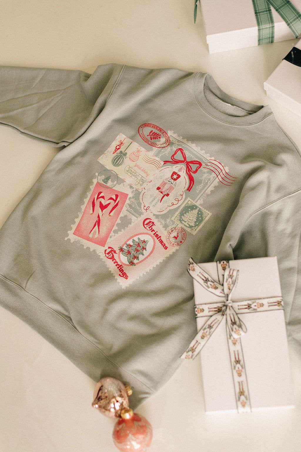 Christmas Post Card Graphic Sweatshirt
