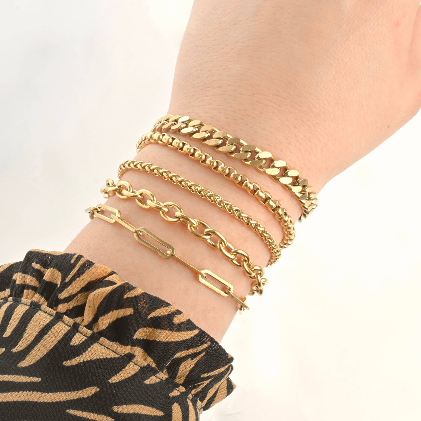 Stainless Steel Bold Bracelets - Chunky Gold Silver Bracelet