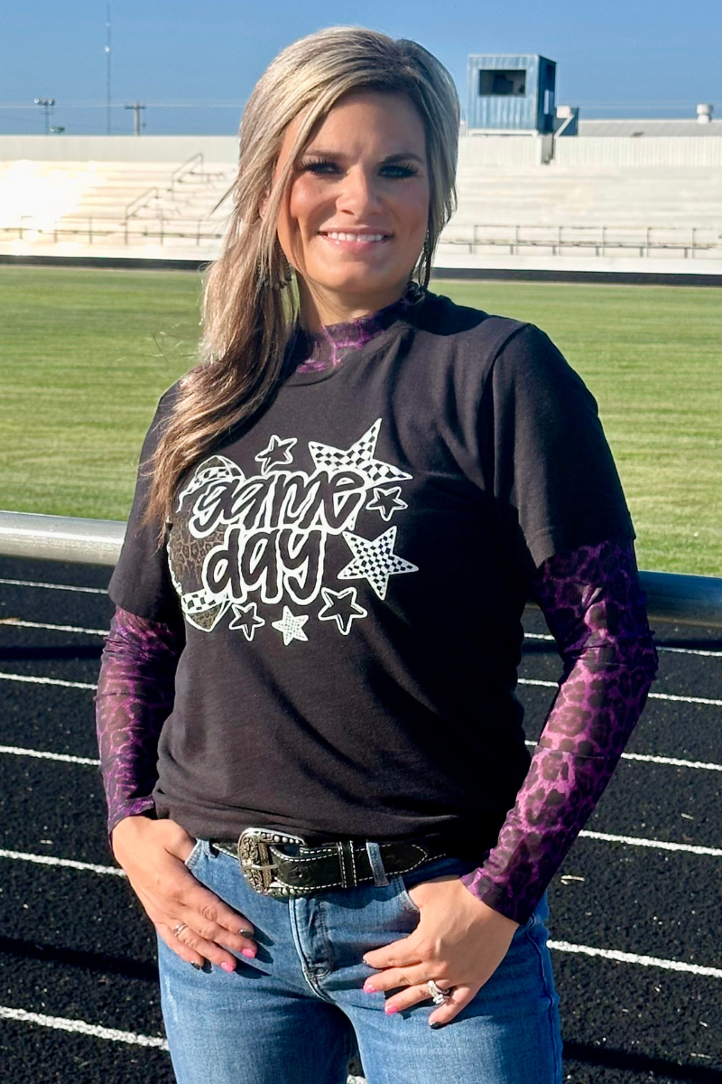 Sideline Spirit Purple Mesh Top