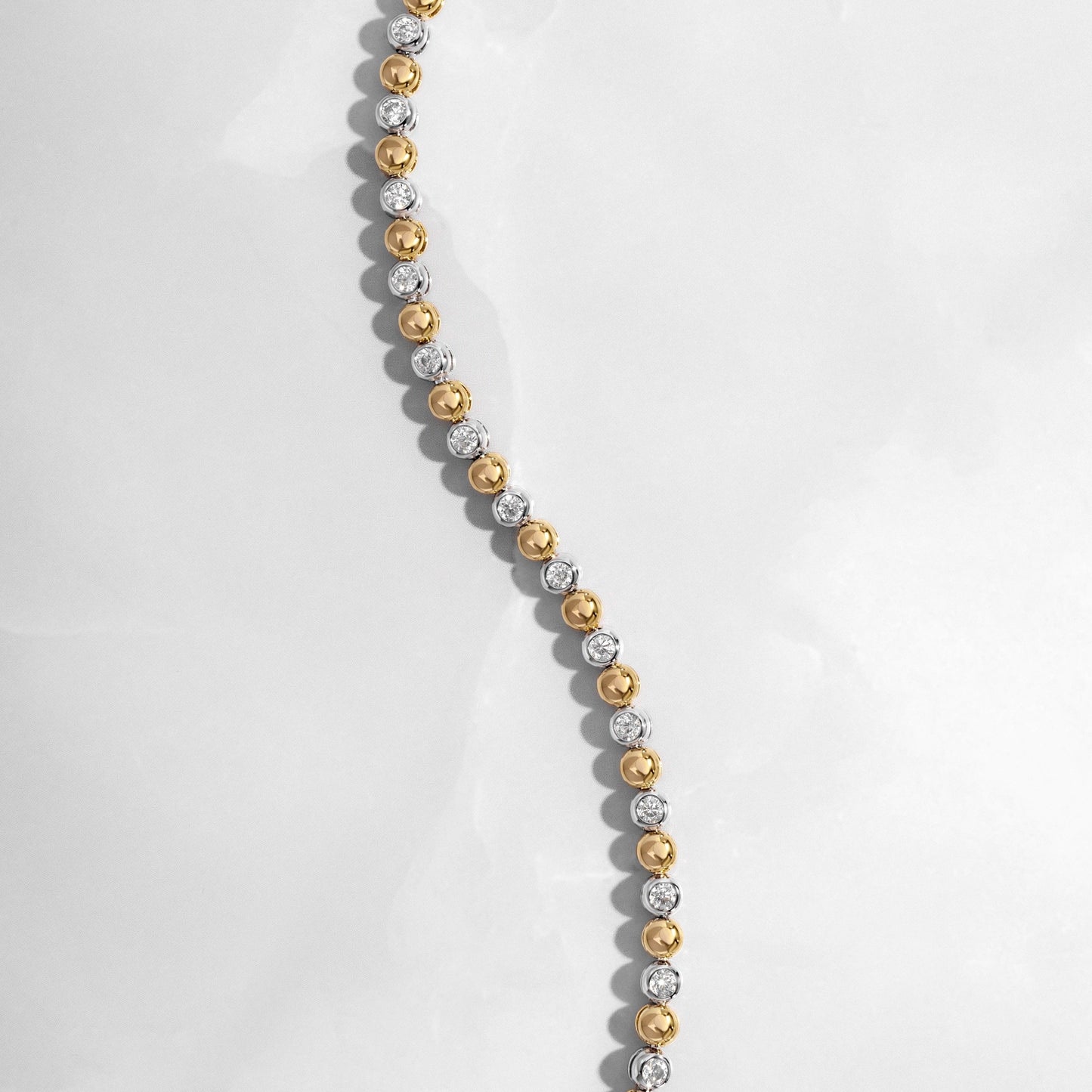 Two-Tone Bead & Bezel Tennis Bracelet
