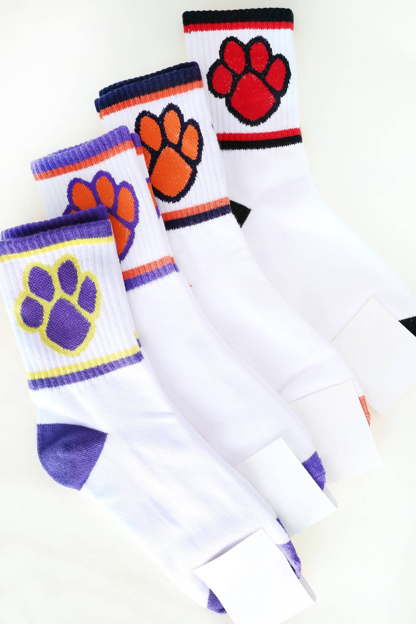 Single Paw Print Cotton Knit Women's Crew Socks