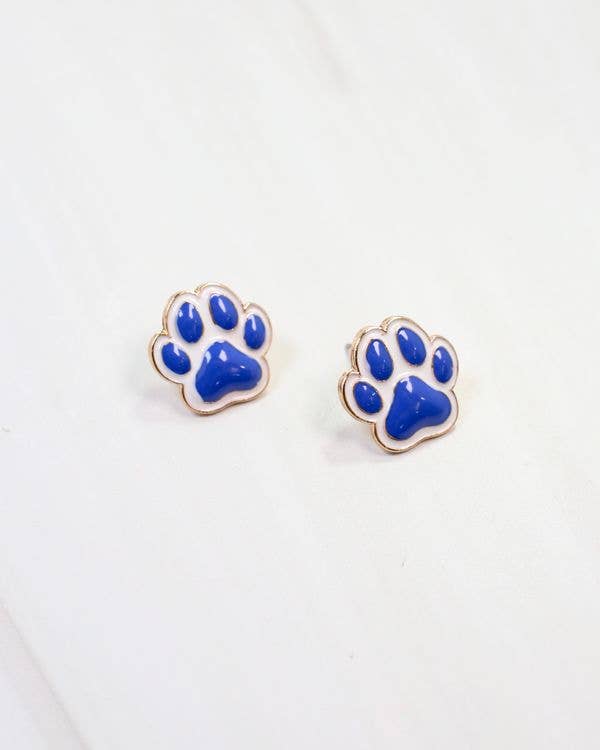 Go For It Paw Earring Blue White