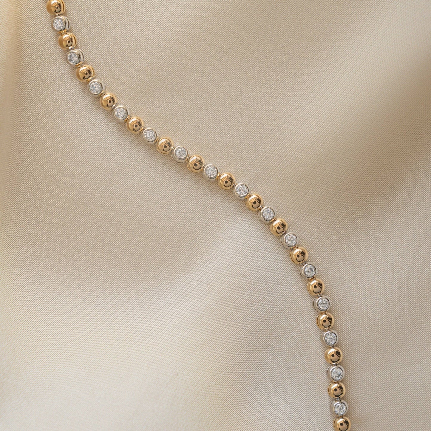 Two-Tone Bead & Bezel Tennis Bracelet
