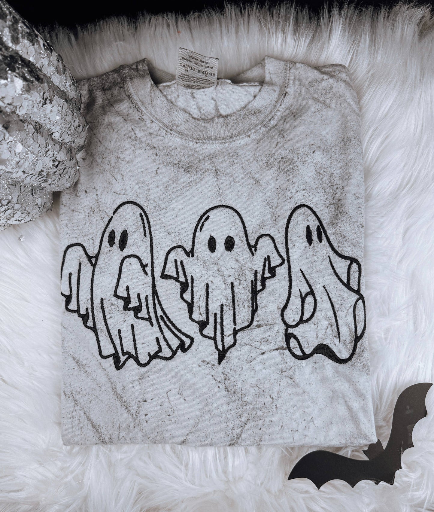 Halloween Embroidered Ghost Short Sleeve T