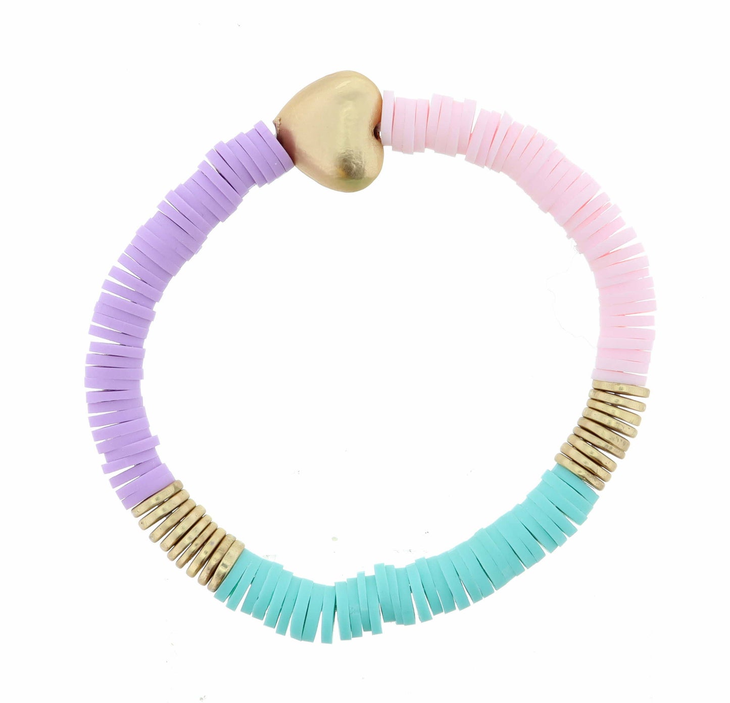 Kids Pink, Lavender, Mint Colorblock Sequin, Heart Bracelet