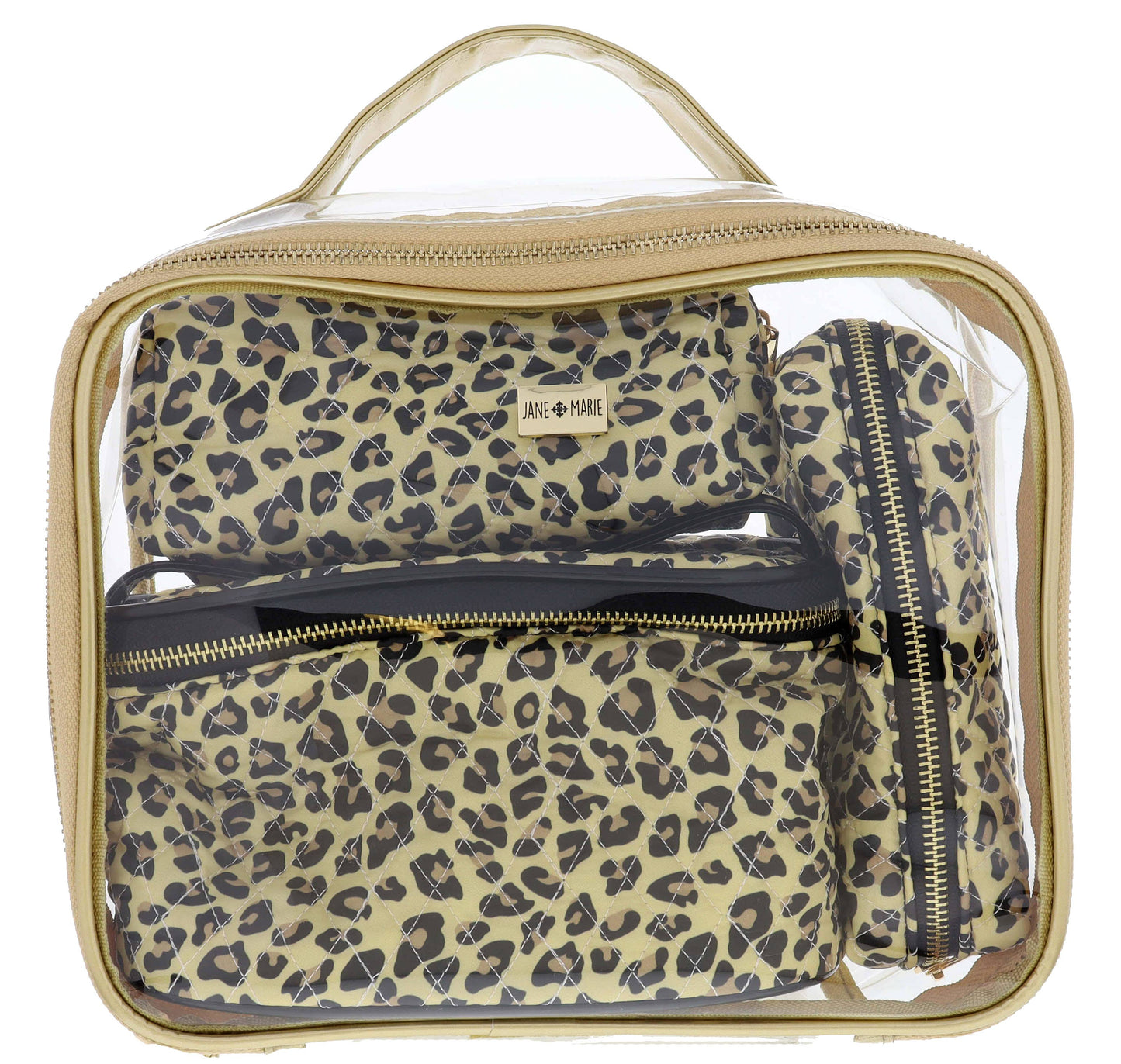 Lounging Leopard Clear Toiletry with Three Inserts