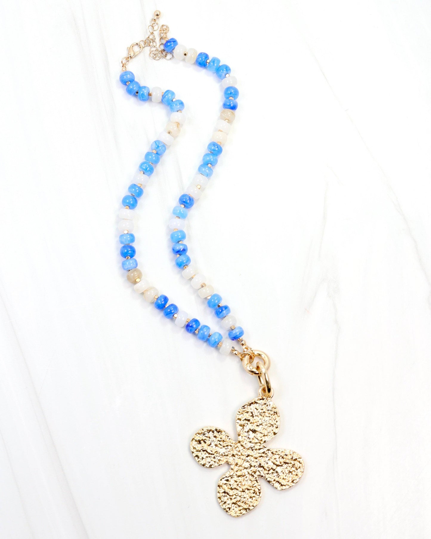 McLane Stone Necklace with Toggle Blue White