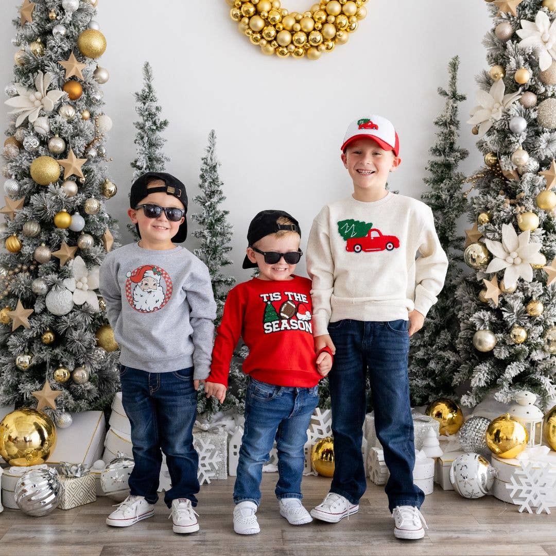 Tis The Season Patch Christmas Sweatshirt - Kids Holiday
