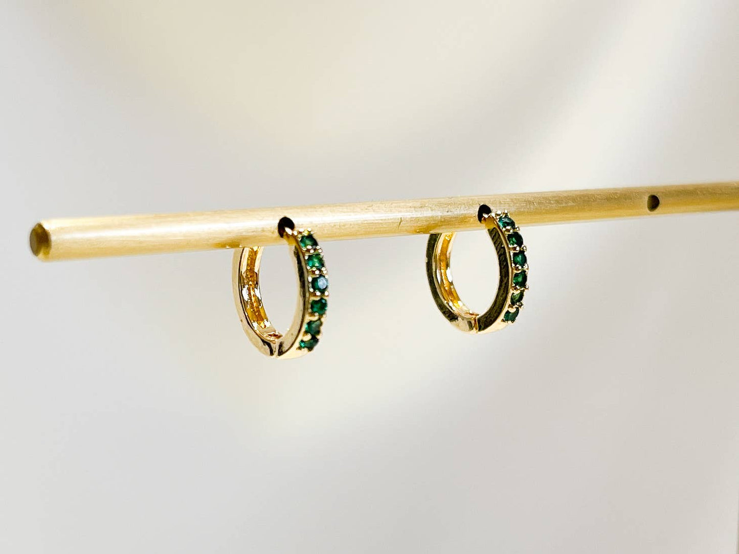 Paved huggie hoop earring