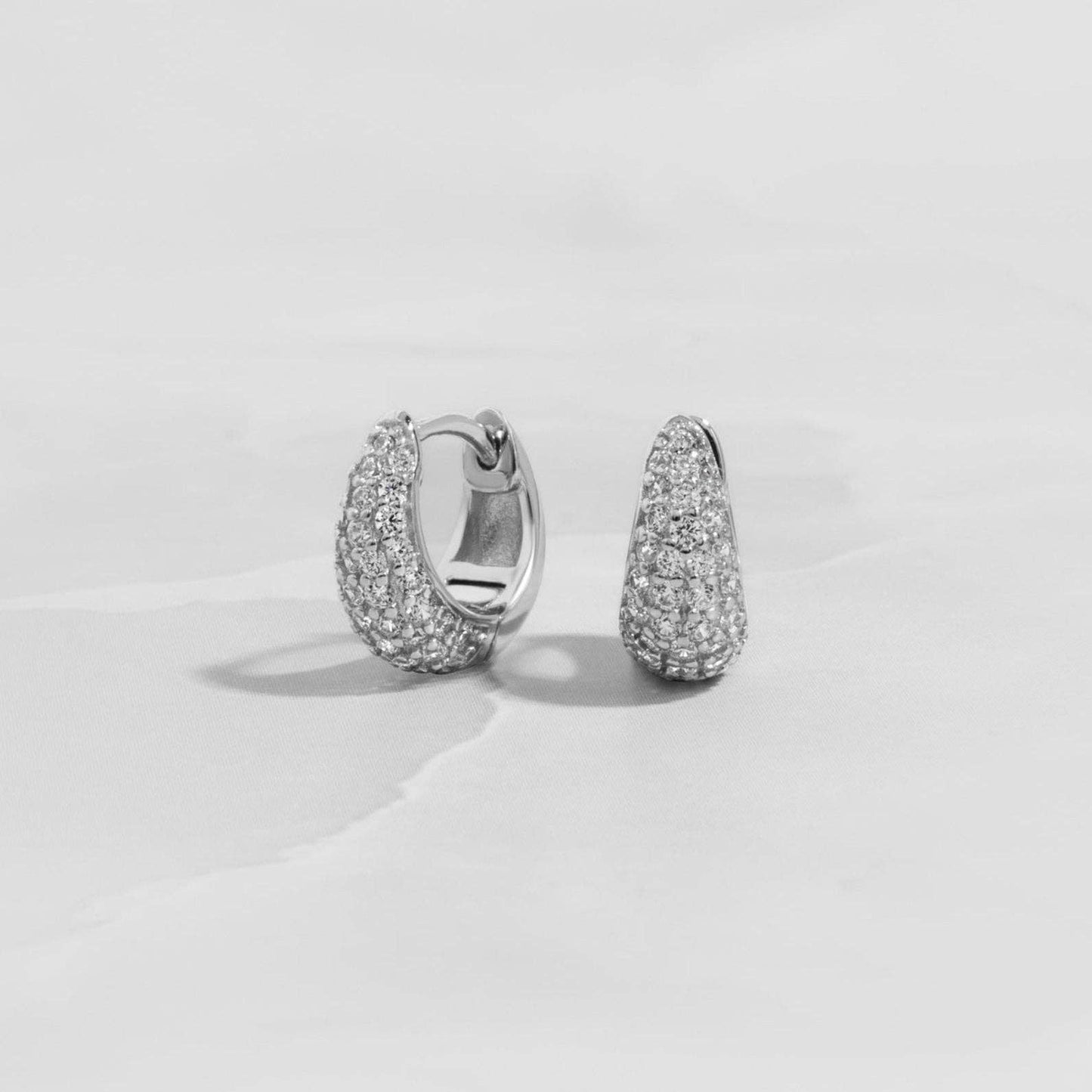 10mm Pave Basket Huggies