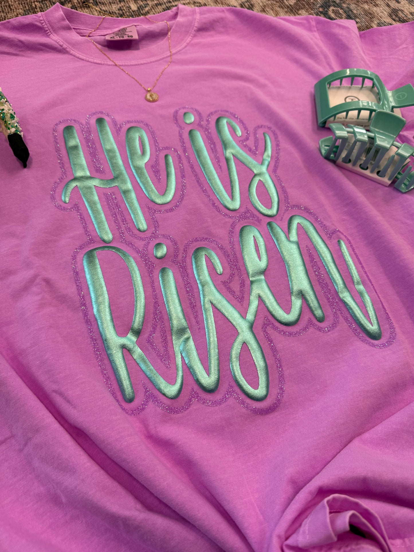 He is Risen Neon Metallic Tee