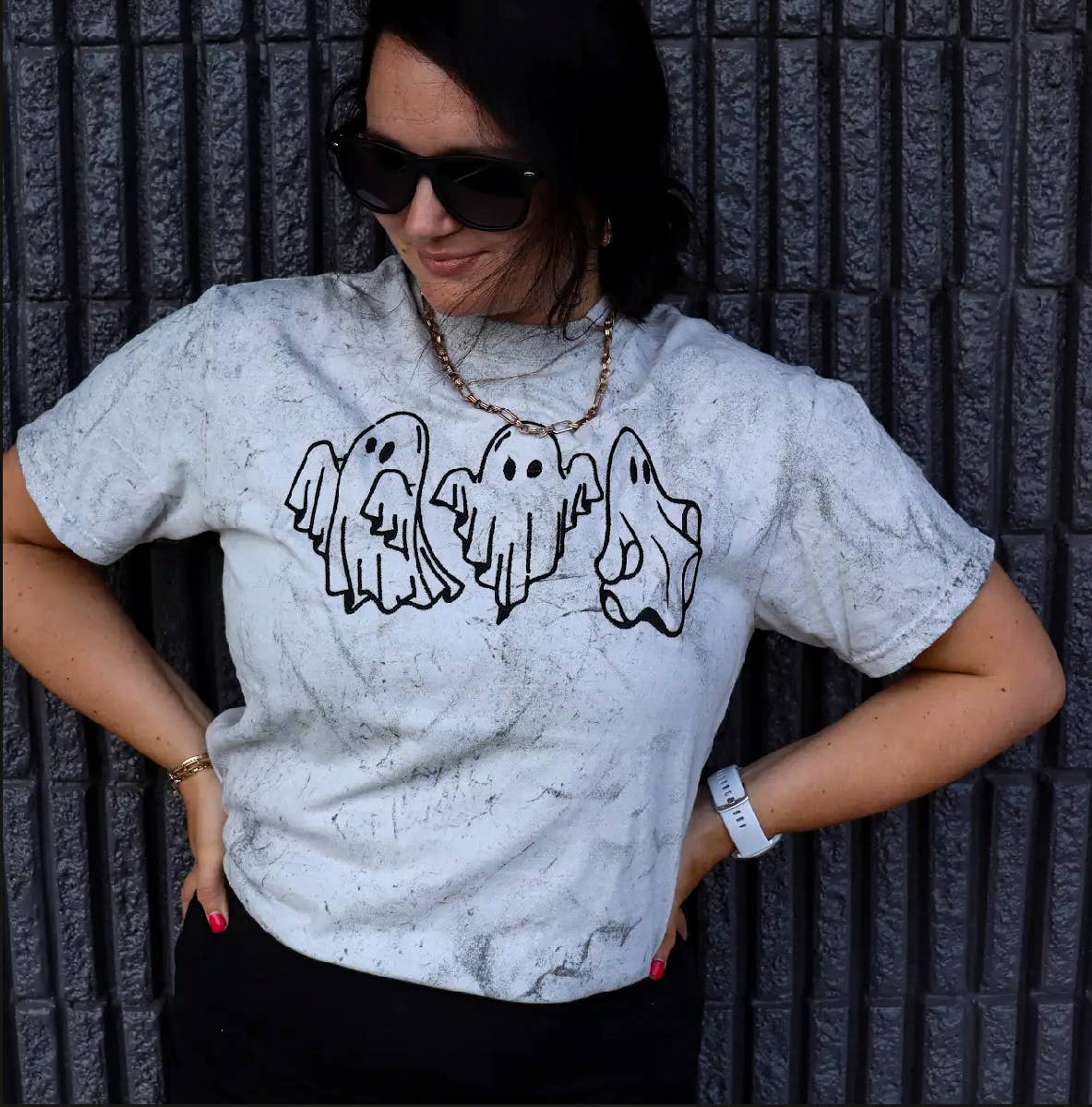 Halloween Embroidered Ghost Short Sleeve T