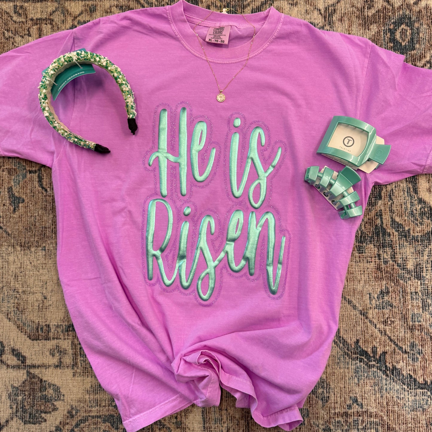 He is Risen Neon Metallic Tee