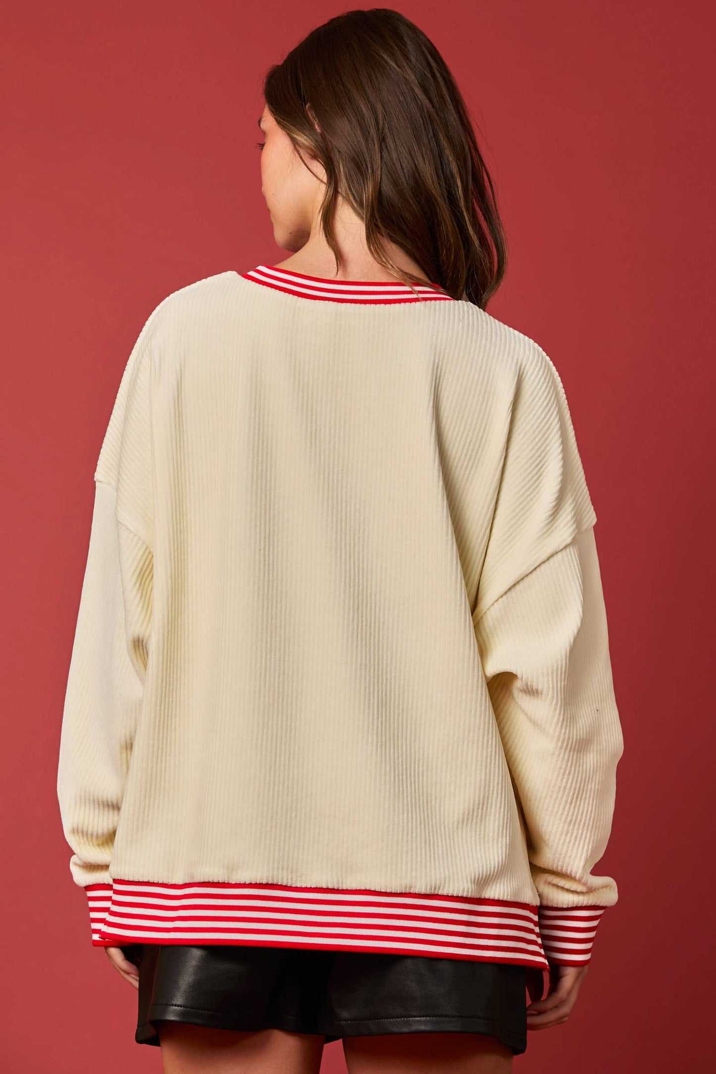 Skating Santa Sequin Oversized Sweatshirt