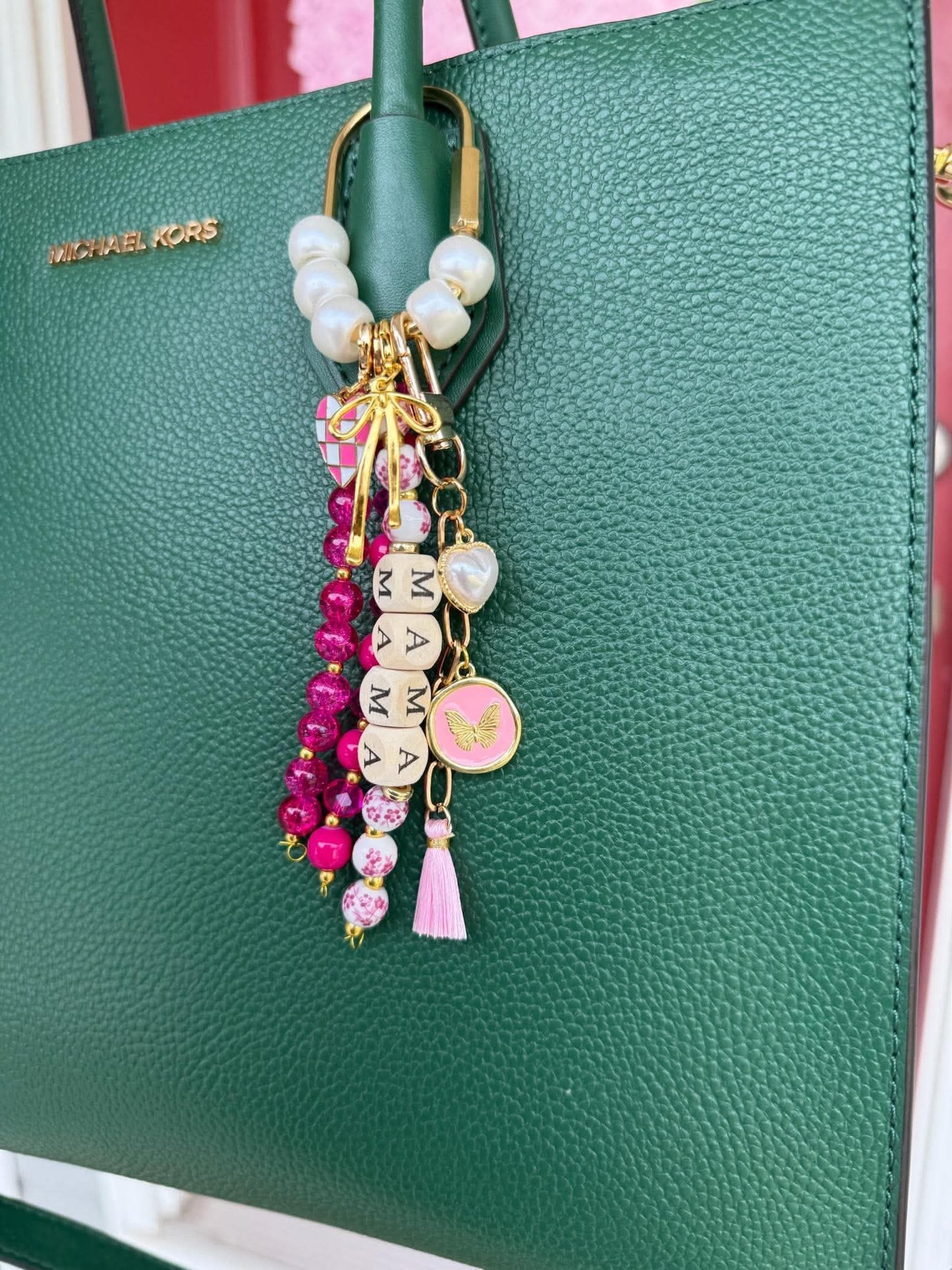 Large Beaded Carabiner Bag Charm