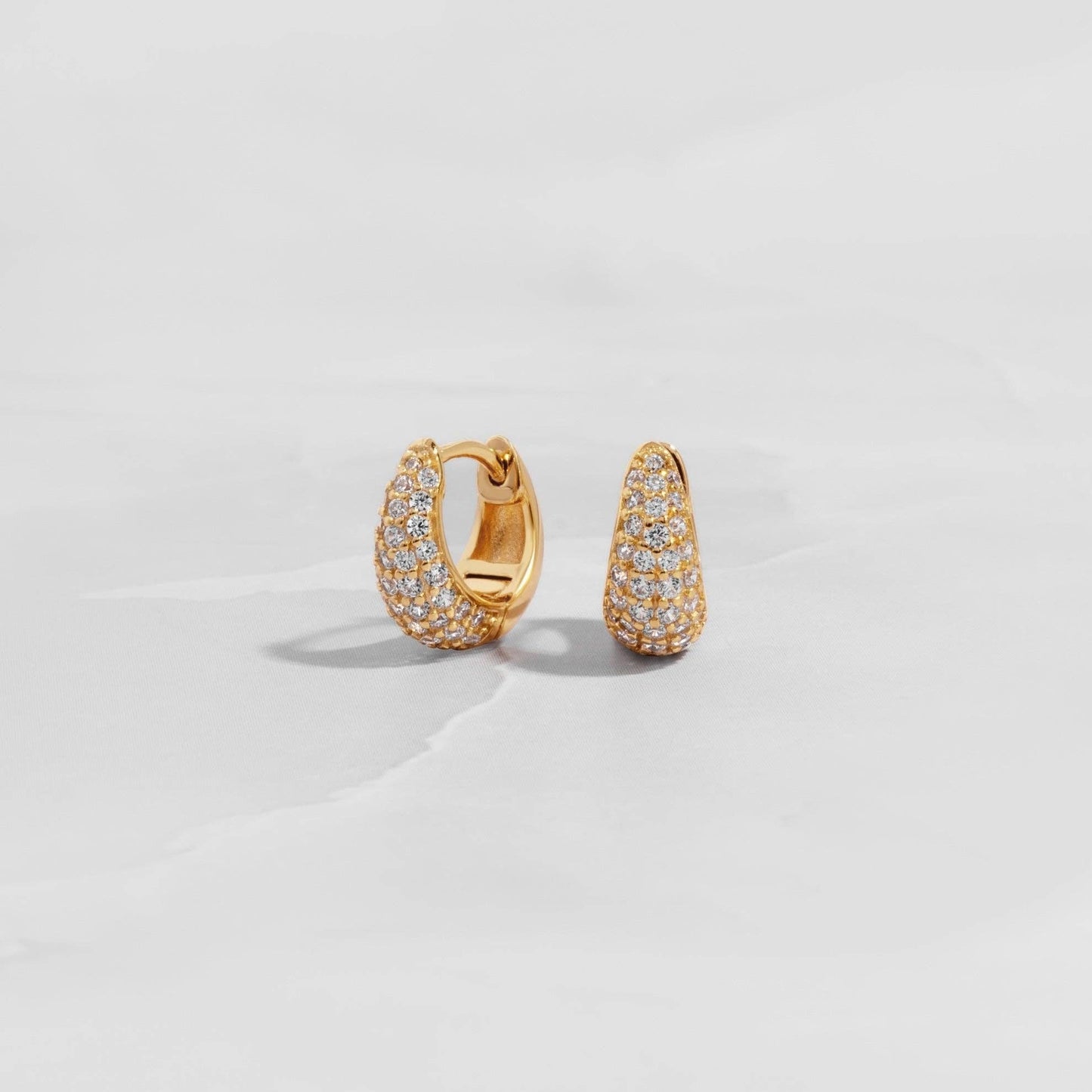 10mm Pave Basket Huggies