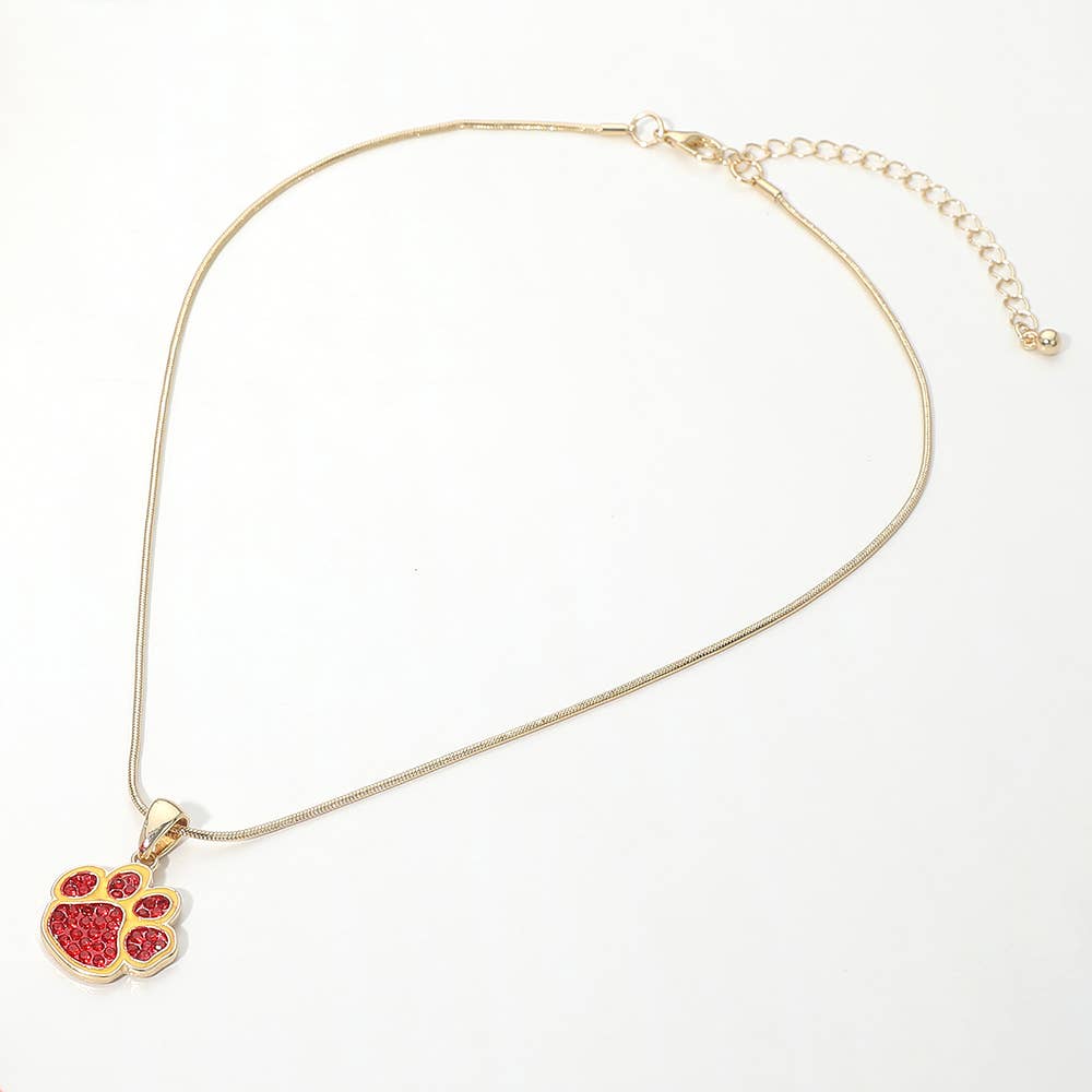Game Day Football Paw Print Pendant Necklace