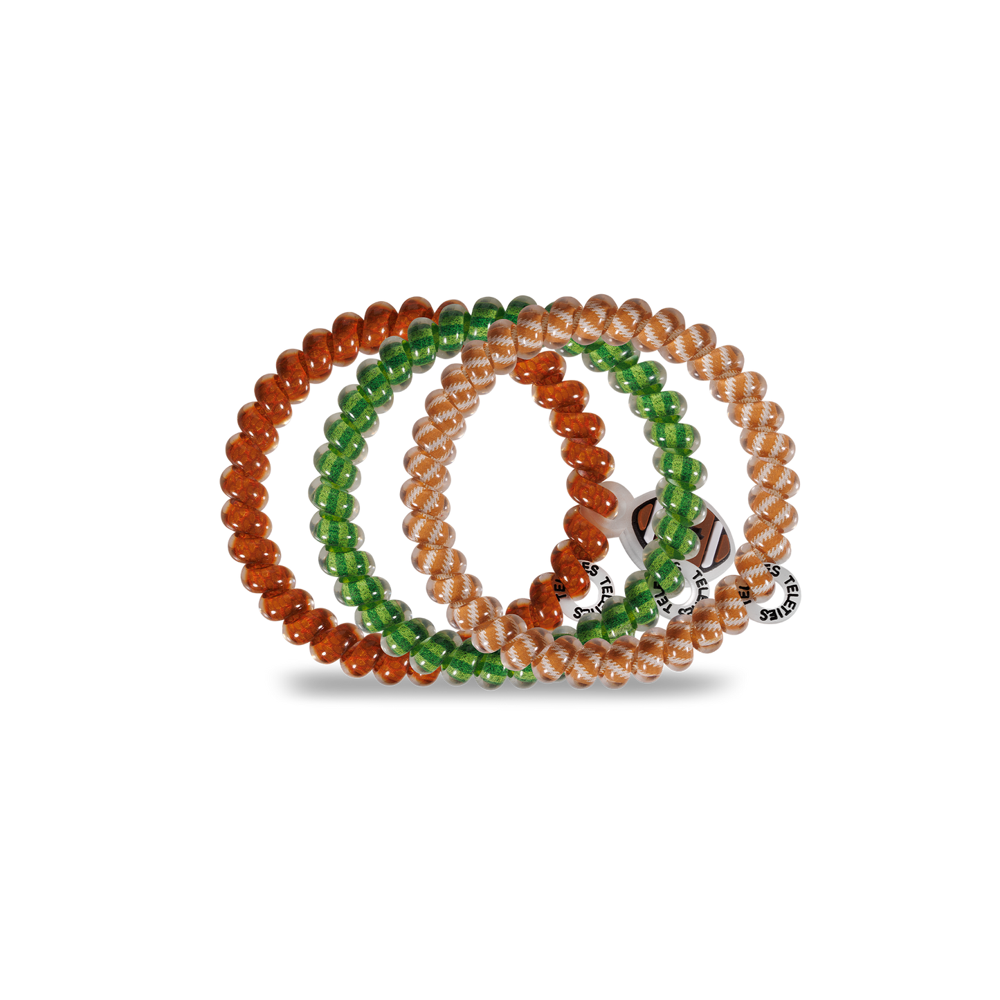 Football - Small Spiral Hair Coils, Hair Ties, 3-pack