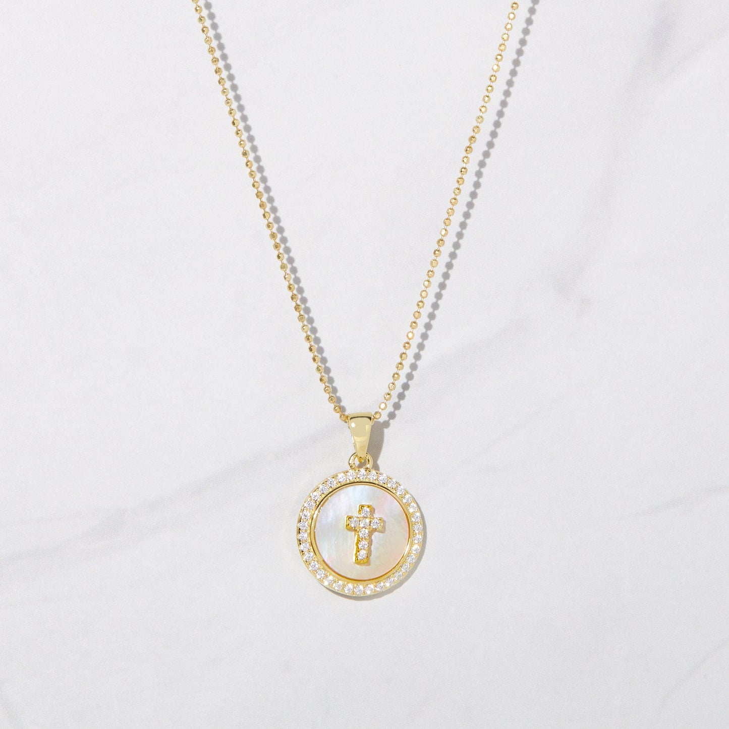 Mother of Pearl Cross Necklace