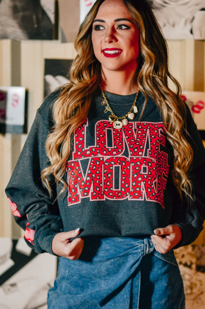 Love You More Leopard & Bows Sweatshirt