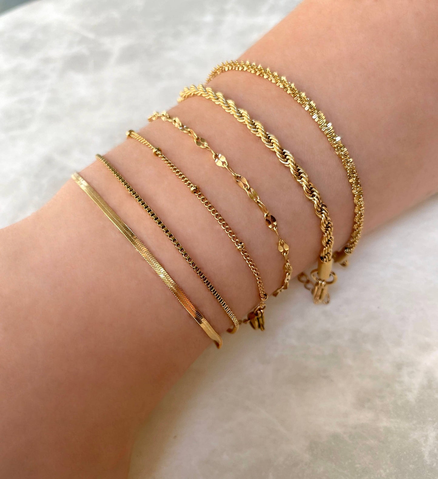 Dainty Gold Bracelets - Waterproof Chain Bracelets for Women