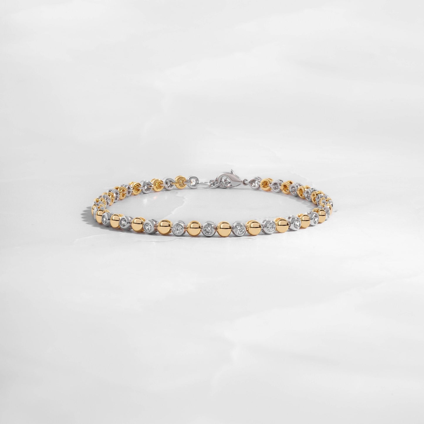 Two-Tone Bead & Bezel Tennis Bracelet