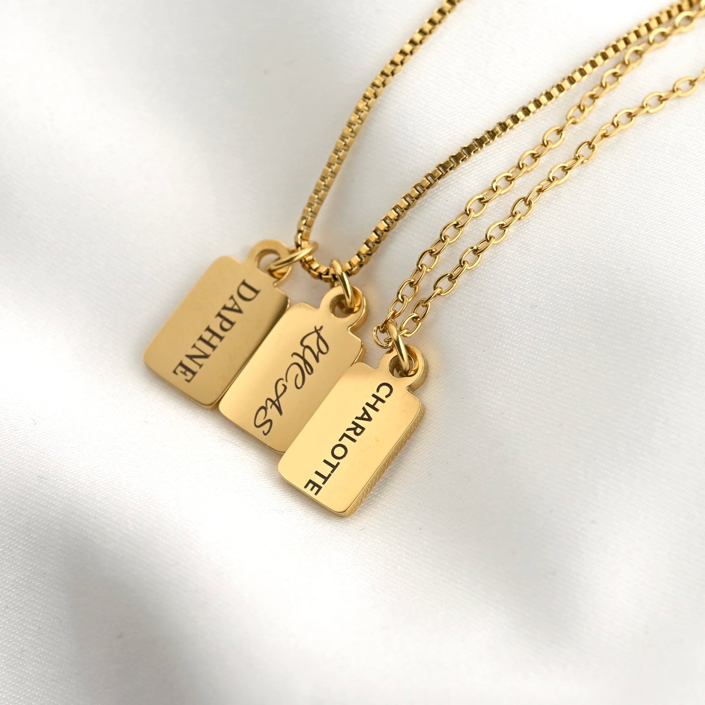 Custom Tag Charm Necklace - Multiple Bar Family Necklace