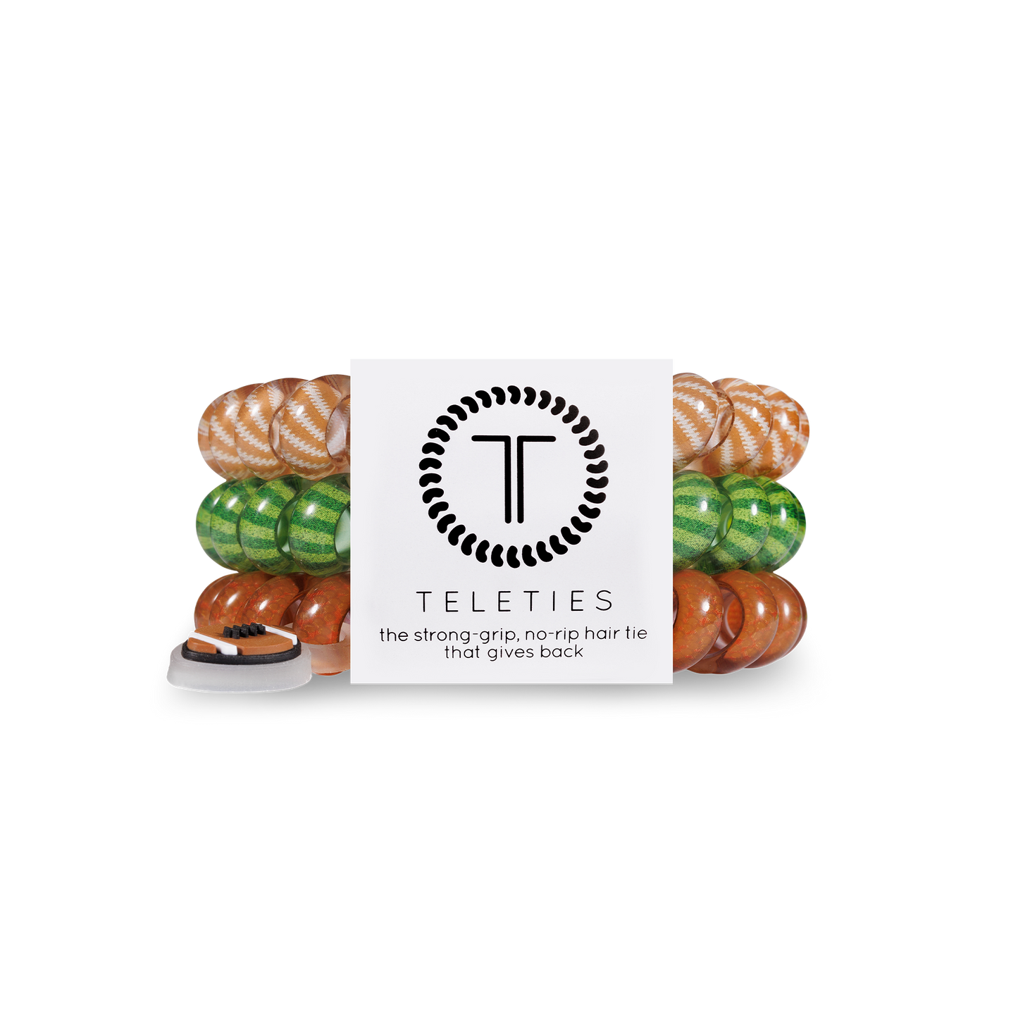 Football - Large Spiral Hair Coils, Hair Ties, 3-pack