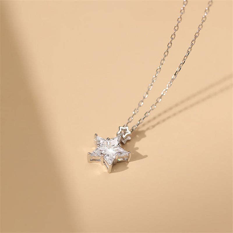 Dainty Star Charm Pendant Necklace in 925 Sterling Silver