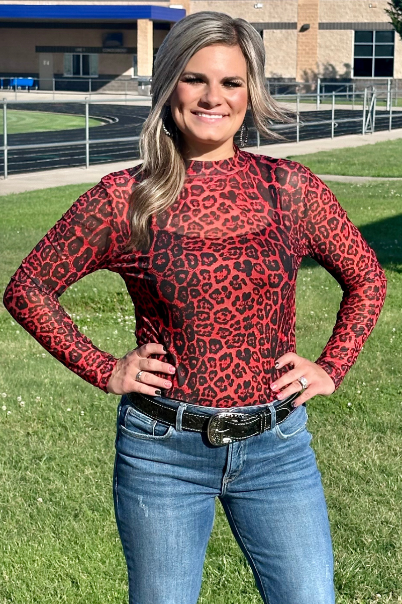 Sideline Spirit Red Mesh Top