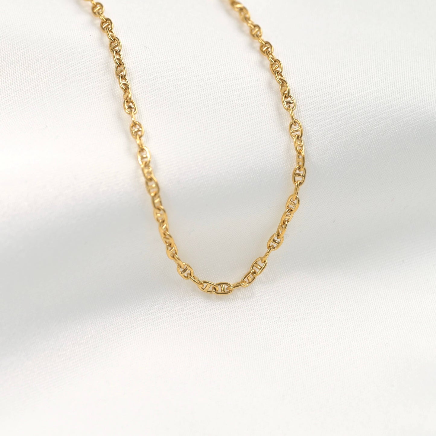 Coffee Bean Necklace - Gold PVD Oval Link Chain Necklace
