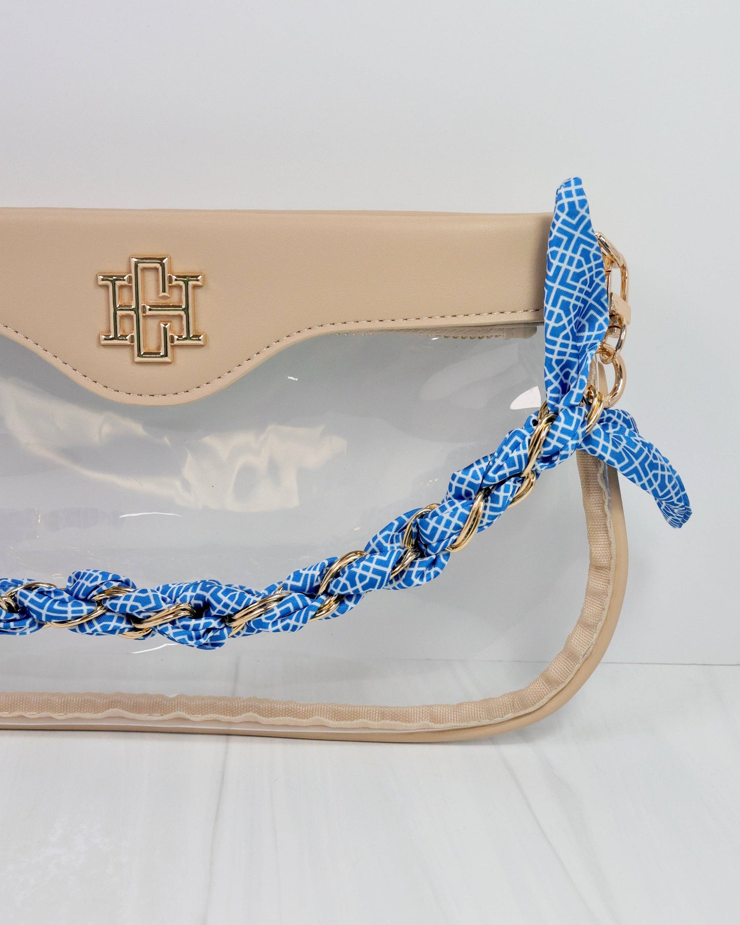 Serafina Scarf Purse Chain Bl Wht Geo