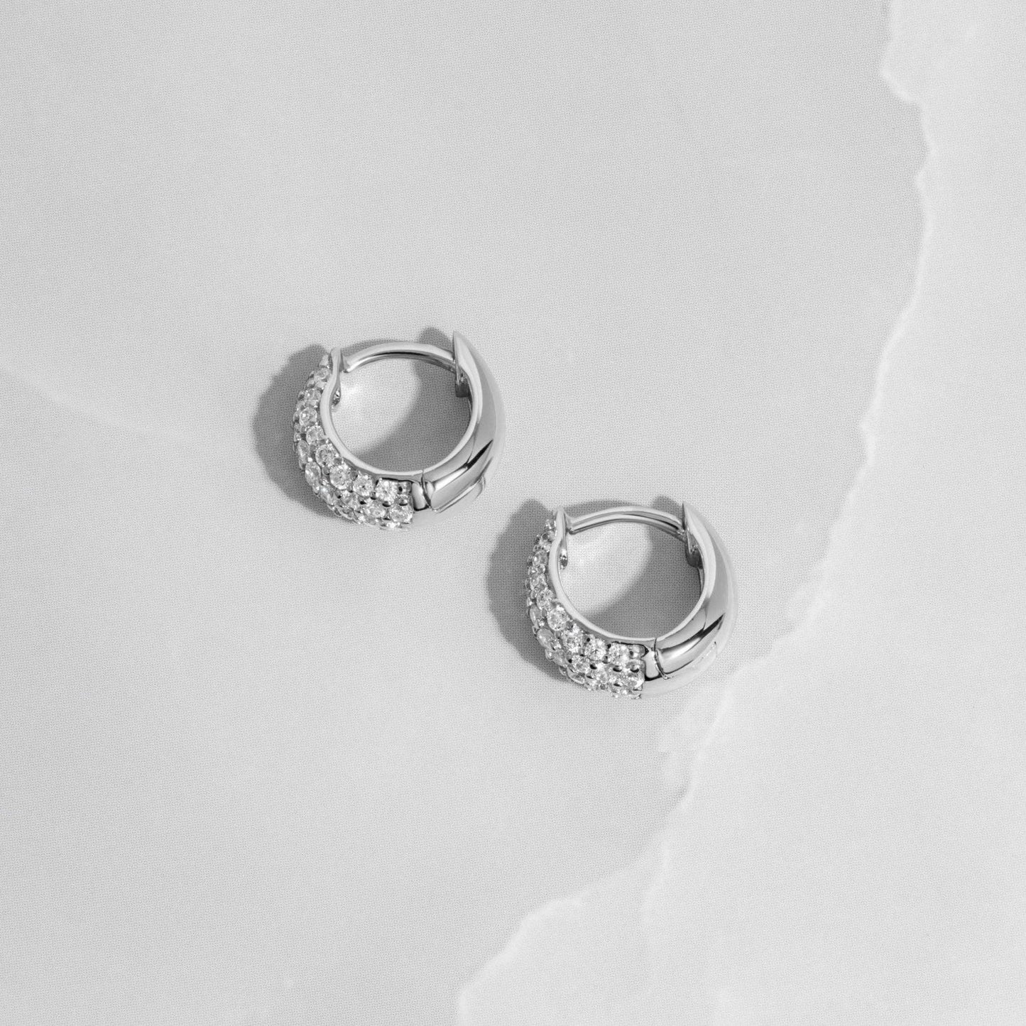 10mm Pave Basket Huggies