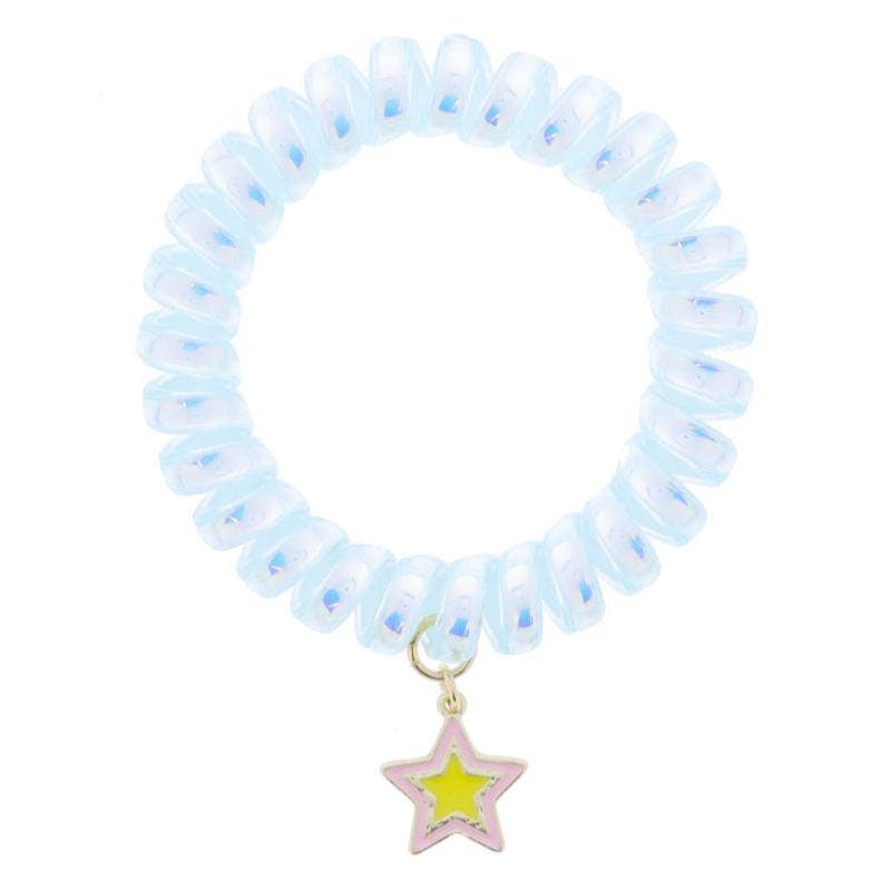 Kids Aqua Iridescent Spiral Band with Star Bracelets