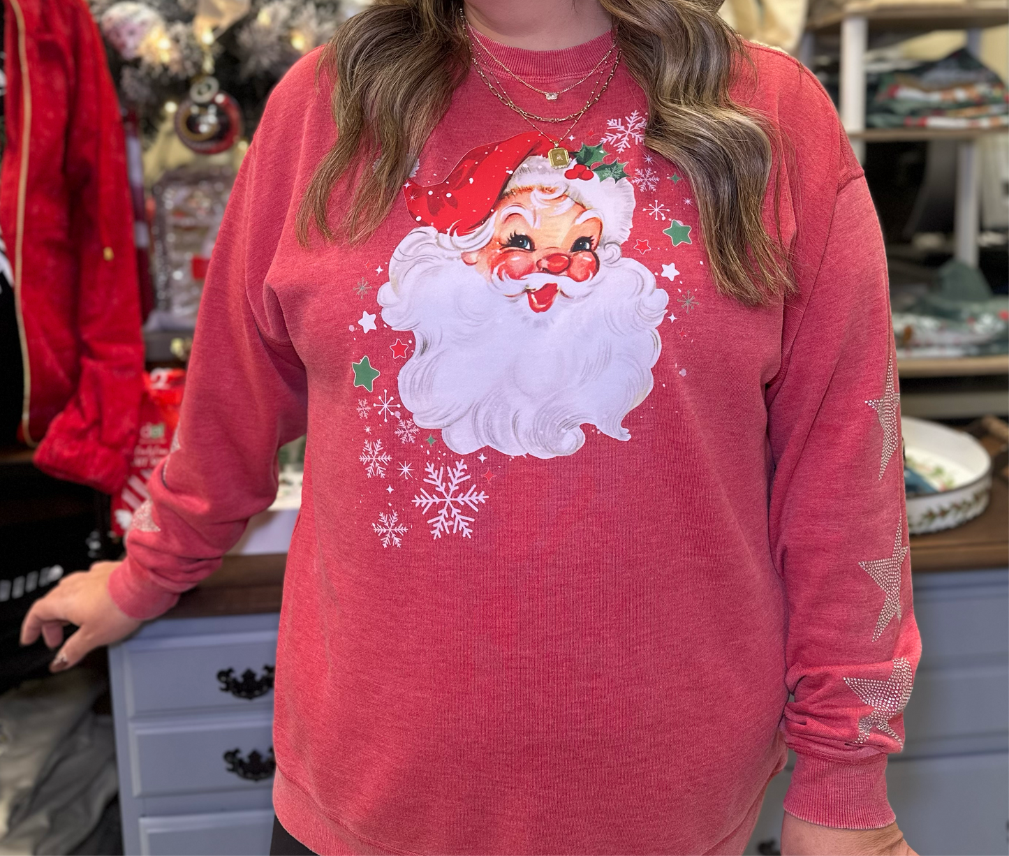 Vintage Santa Sparkle Crewneck