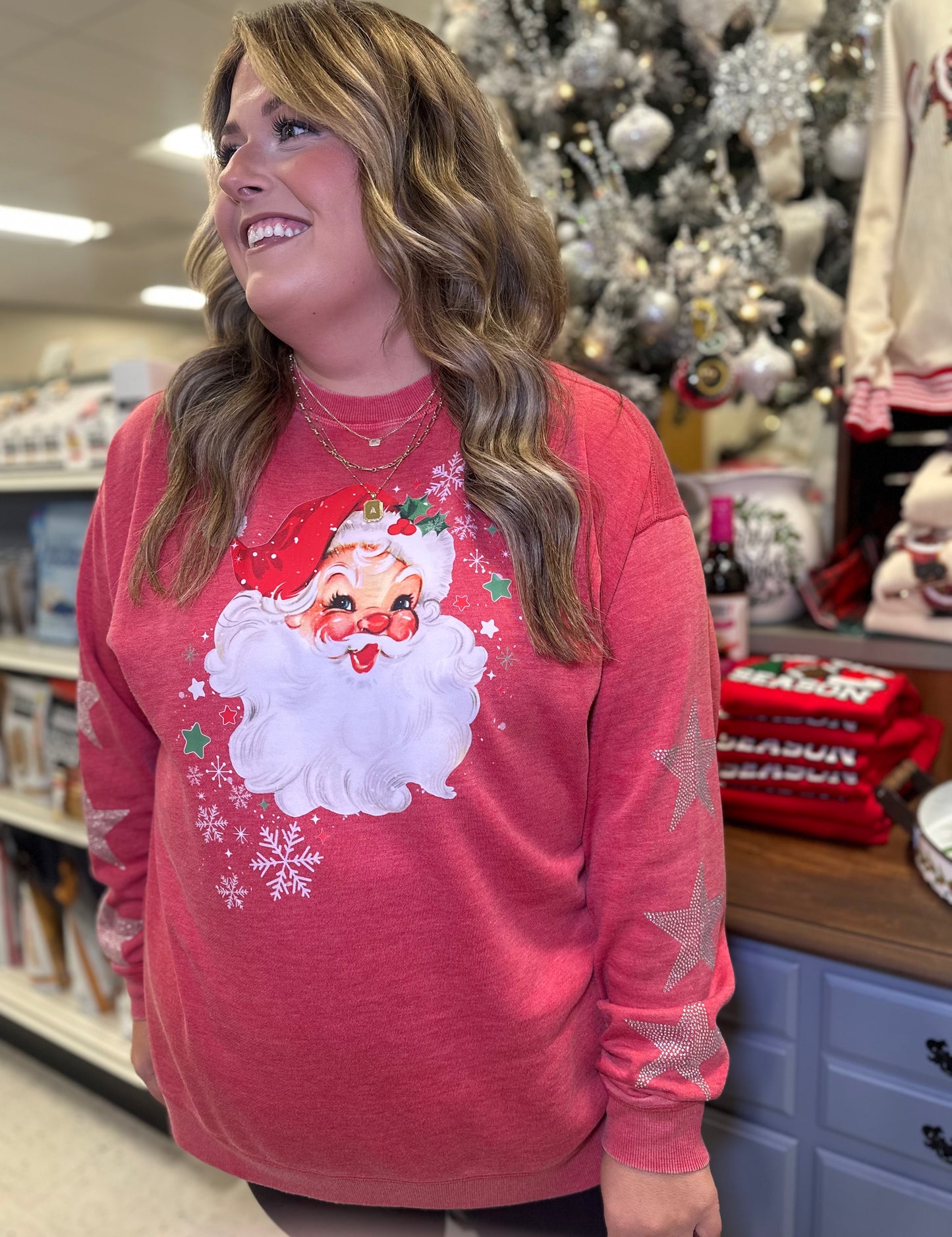 Vintage Santa Sparkle Crewneck