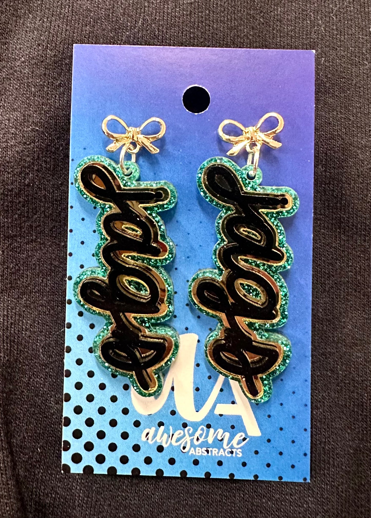 Bow Mascot Script Earrings
