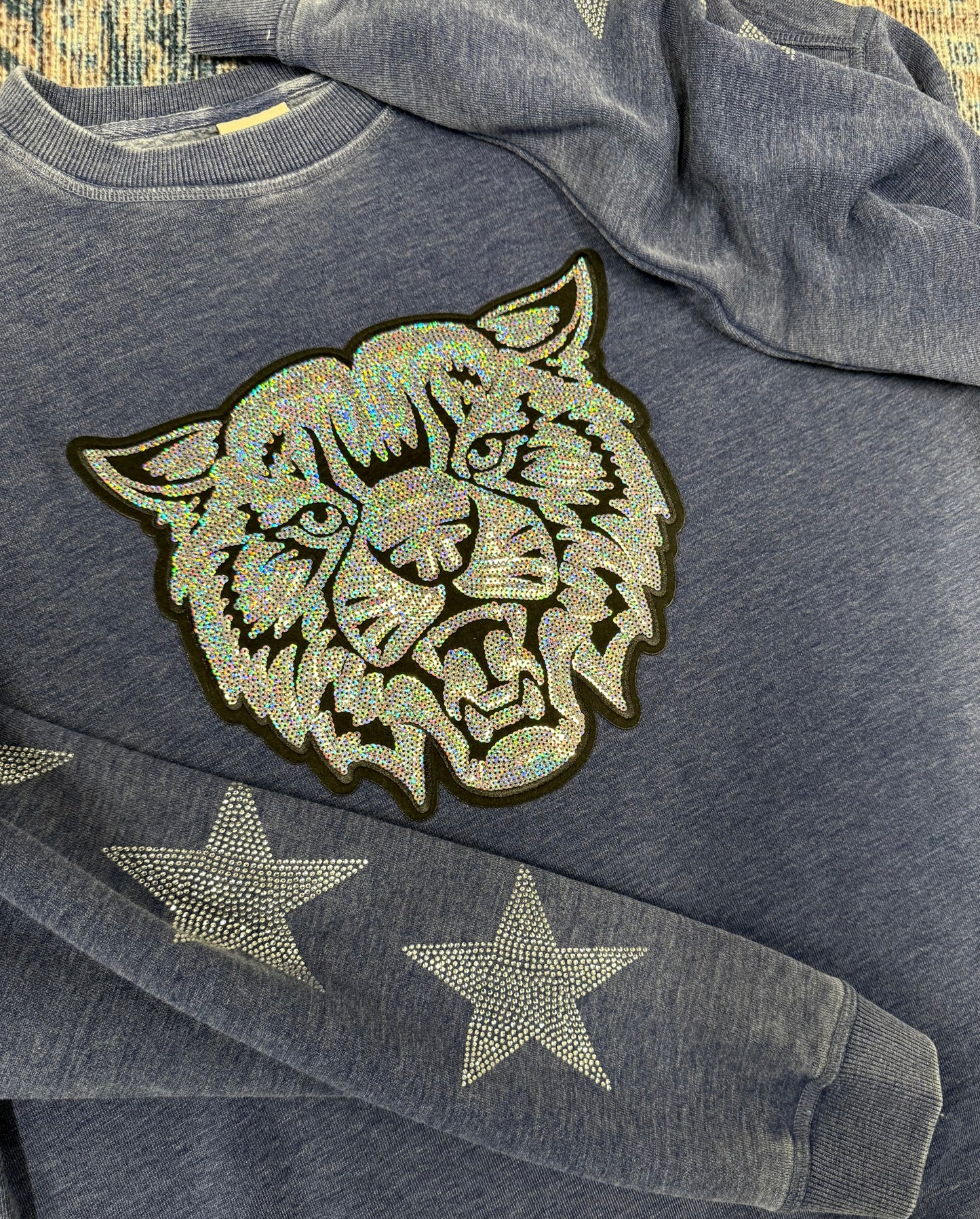 Sequin Wildcat Burnout Crewneck