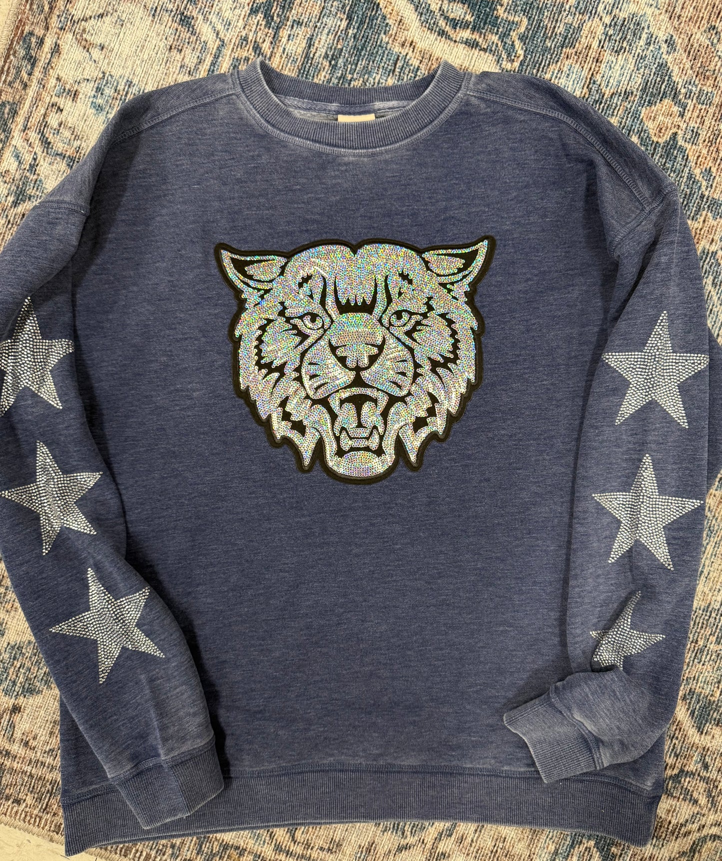 Sequin Wildcat Burnout Crewneck