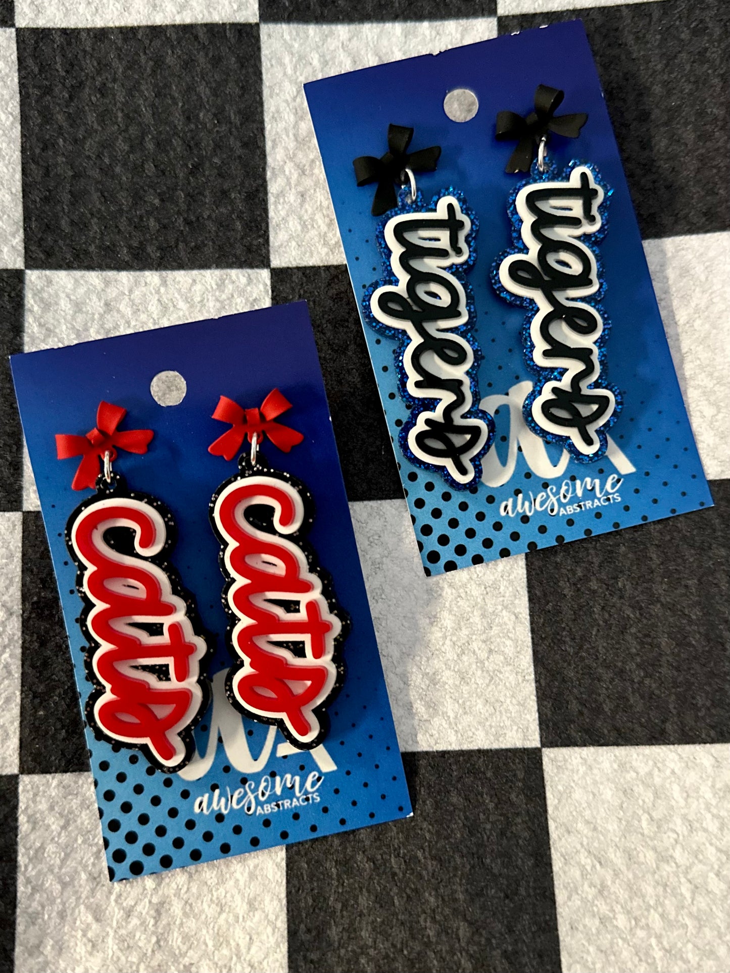 Bow Mascot Script Earrings
