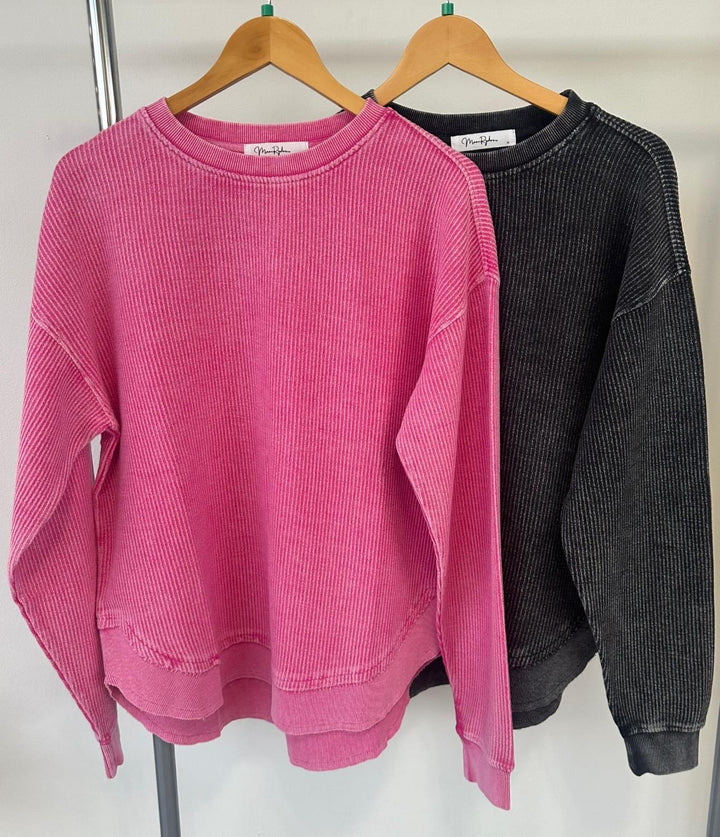 Rounded Bottom Corded Crewneck