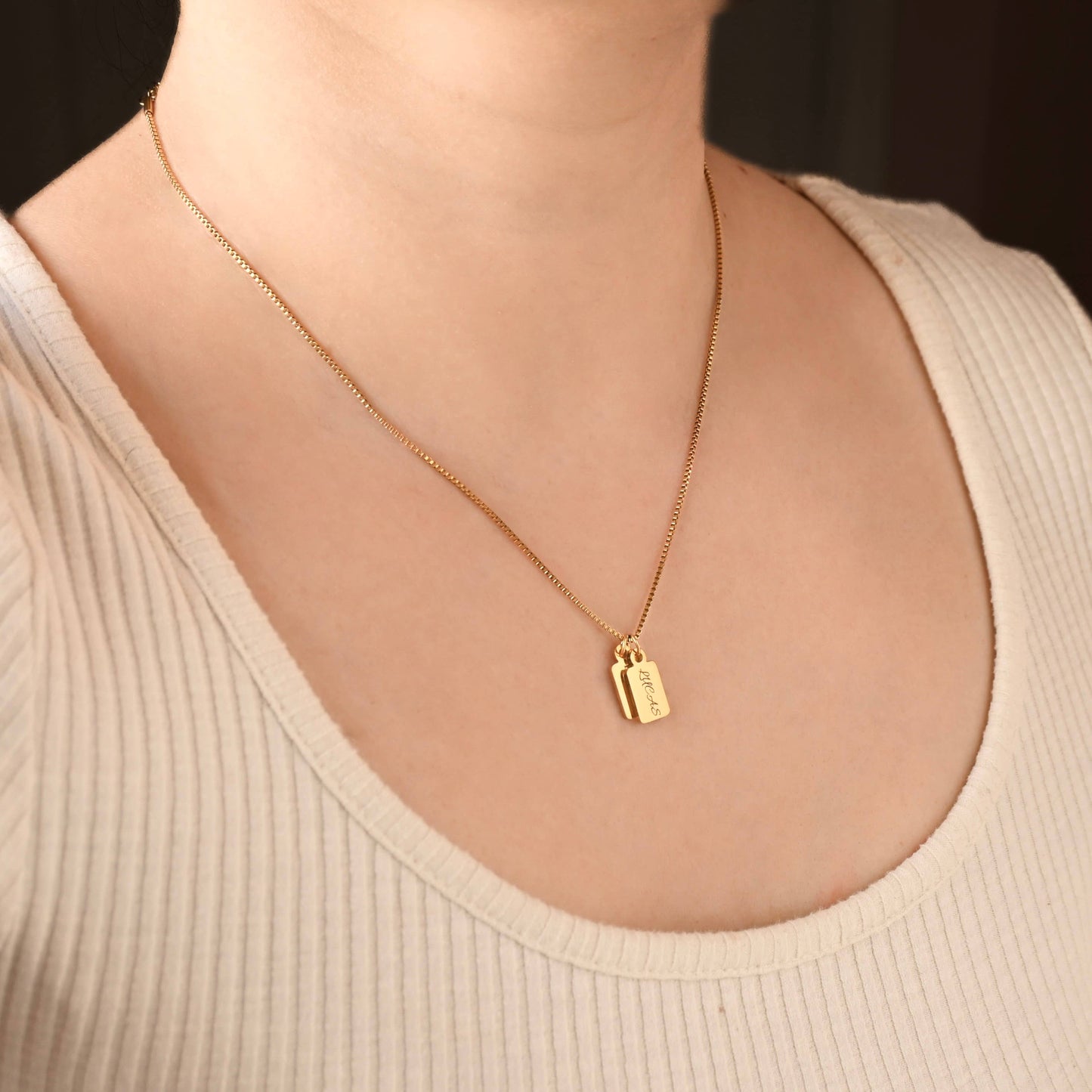 Custom Tag Charm Necklace - Multiple Bar Family Necklace