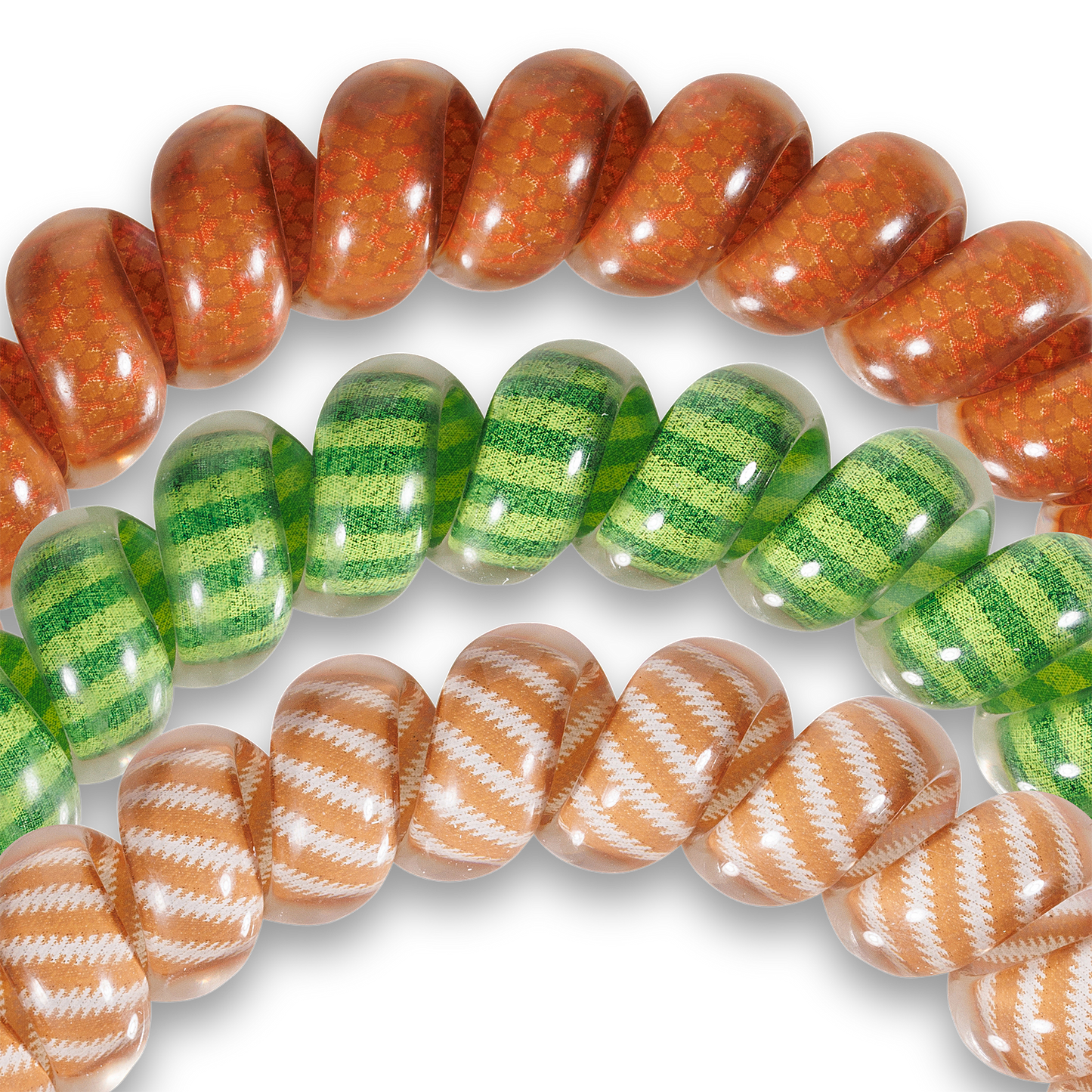 Football - Large Spiral Hair Coils, Hair Ties, 3-pack